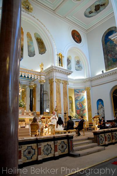 A grand and different church for a wedding: the frescoes and gilding are so light and calming