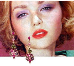 pink flower dangle earrings