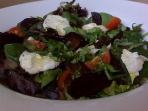 Mozzarella and darkened Beetroot