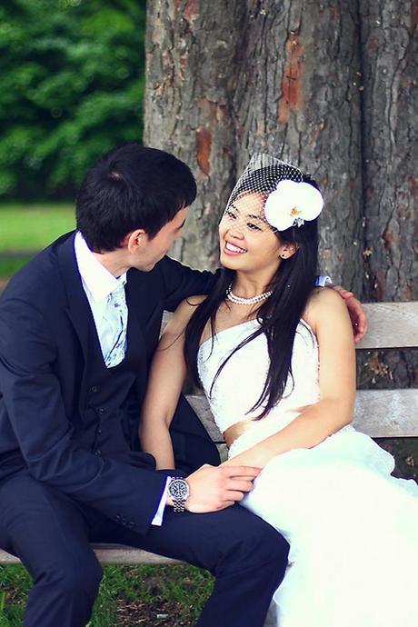 Romantic photo on a park bench