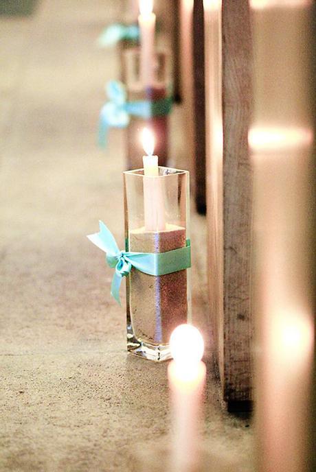 The first little details: light candles in votives with sand