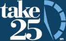 A picture of the Take 25 logo containing the words take 25 and a clock showing 25 minutes