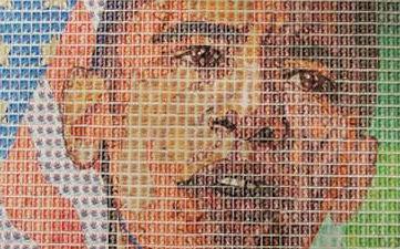 Portraits Of Icons Created From Postage Stamps