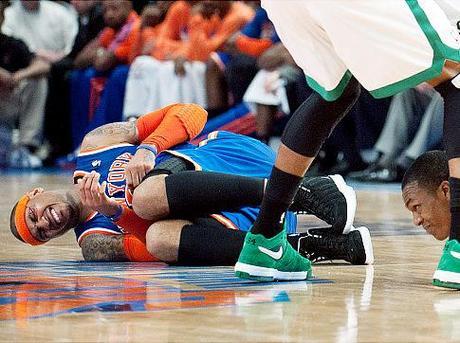 Carmelo Anthony Bloodied And Down