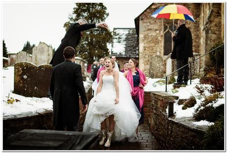 Winter wedding with wellies by Kevin Mullins Photography