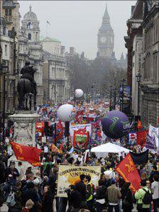 Marchers in Whitehall