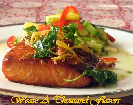  Asian Grilled Salmon with Fried Basil & Ginger Oil