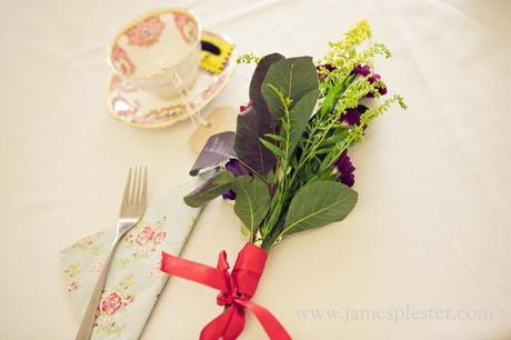 Wildflower sprigs on the wedding tables
