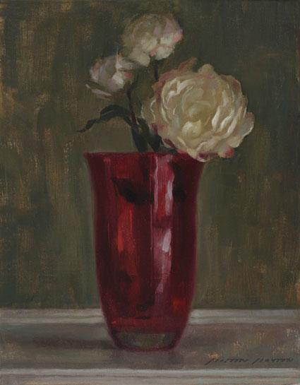 Flowers with Red Vase