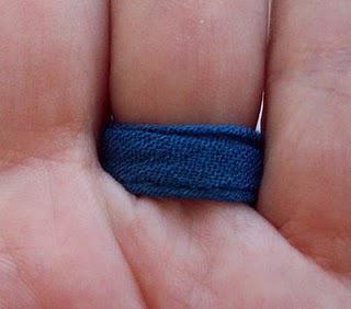 Blue Fabric Ring with Orange Bead Blue Fabric Ring with Orange Bead