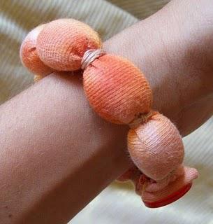 Orange Fabric Bracelet with Button