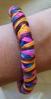 Multicolored Fabric Bracelet with Embroidery Floss