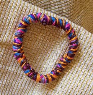 Multicolored Fabric Bracelet with Embroidery Floss