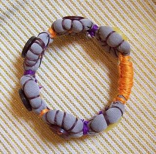Fabric Bracelet with Buttons and Embroidery Thread Fabric Bracelet with Buttons and Embroidery Thread