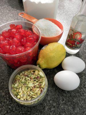 Cherry, Pistachio & Rose Water Macaroons-Ingredients