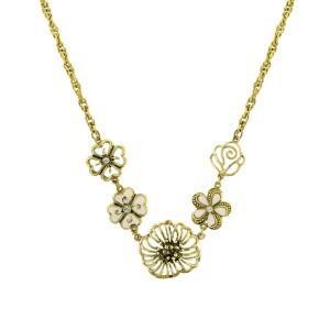 Poppy Flower Medley Gold Charms Necklace