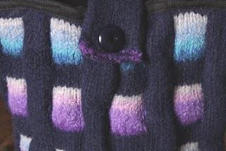 windows on blue - knit felt bag