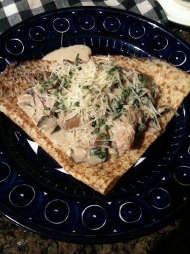 Wild Mushroom, Spinach and Sherry crepes
