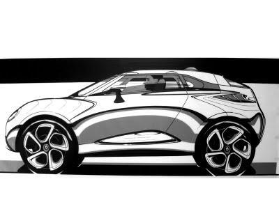 Tape car drawing in side view