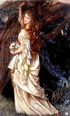 In my last posts about my fashion photo shoot, in scotland, I mentioned Pre-raphaelite art and how some of the images that I posed for were reminiscent of one of my favourite movements in art history.
This particular painting (Arthur Hughes - Ophelea. 1865)  is just an example of such works, and reminds me of the EVE photo that i did. I also think that the images i did wearing all black, amongst the daffodils, could be transformed by the simple change into a white dress.
xoxo LLM