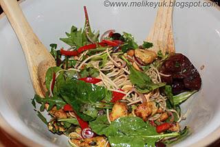 Spicy Chicken Salad with Coriander, Mint and Noodles