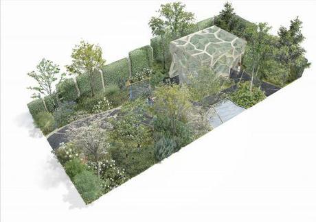 Aerial impression of Times Eureka Garden design in association with Royal Botanic Gardens, Kew  (Credit: Marcus Barnett Design + NEX)