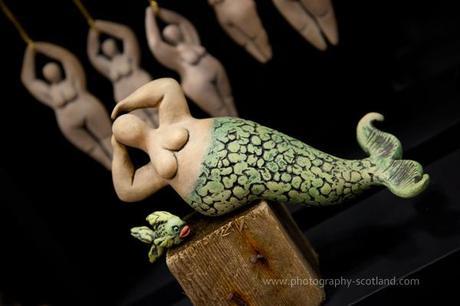 Photo - mermaid and fish on a ceramics stall at a craft fair, Ingliston, Scotland