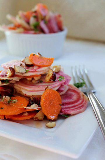 Food: Asian Striped Beet and Carrot Salad.