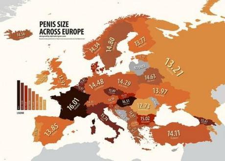 Size guide: European map of penis size