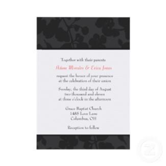 Black and white wedding invitation - floral invitation