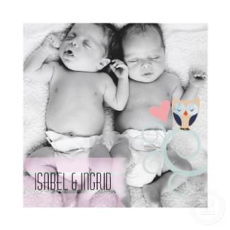 Twins birth announcement invitation