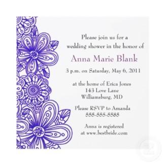 Floral Wedding Shower Invitation - purple invitation