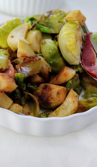 Food: Roasted Brussels Sprouts, apples…and bacon.