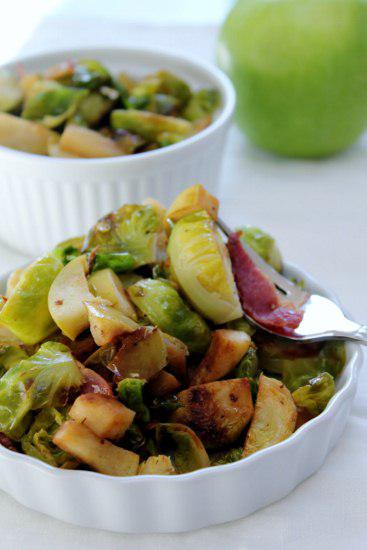 Food: Roasted Brussels Sprouts, apples…and bacon.