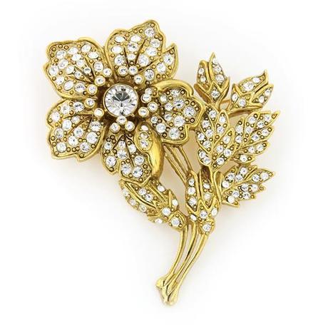 Vintage Gold and Marcasite Flower Brooch