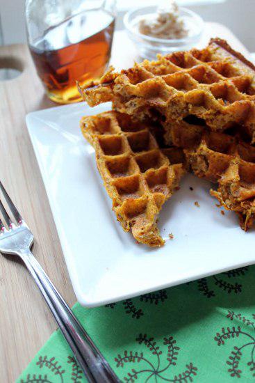 Food: Whole Wheat Pumpkin Waffles with Maple Cinnamon Butter.