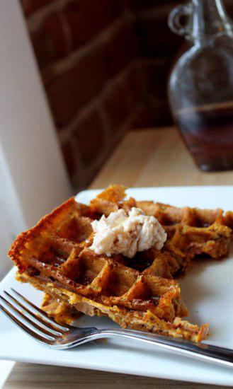 Food: Whole Wheat Pumpkin Waffles with Maple Cinnamon Butter.