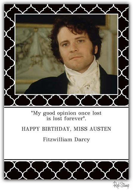 JANE AUSTEN'S BIRTHDAY SOIREE - BEST WISHES FROM YOUR BEST MEN, MISS AUSTEN!