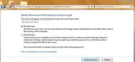 Windows 7 User Account Creation