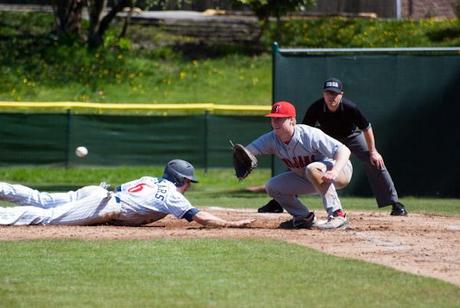 His left foot CAN be in foul territory