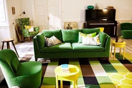 Green Sofas in Living Room