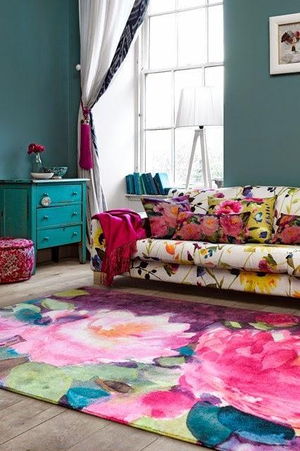 Floral bright color sofa 