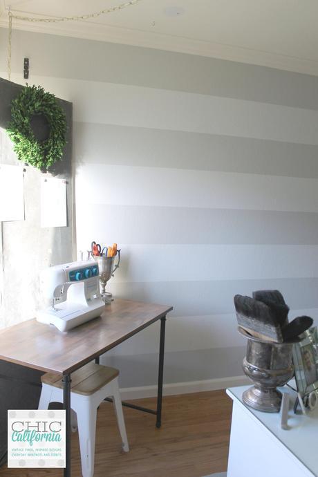 Craft Room Stripes in Gray Owl and White Wisp