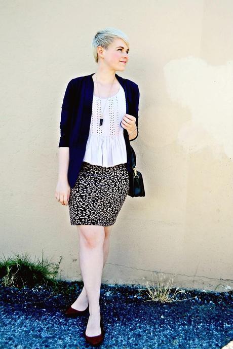 Look of the Day: Leopard Print Skirt & Pastel Peplum