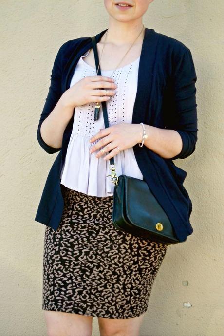 Look of the Day: Leopard Print Skirt & Pastel Peplum