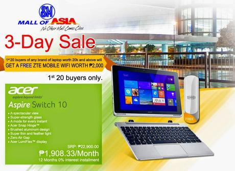 Get a Free ZTE Mobile Wifi Worth 2000 pesos at PC Express MOA 3-Day Sale on September 19 to 21, 2004