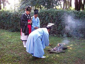 A Confucian ritual ceremony in Autumn in Jeju,...