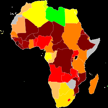 English: Map of Africa indicating Human Develo...