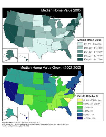 Median home values in the United States of Ame...