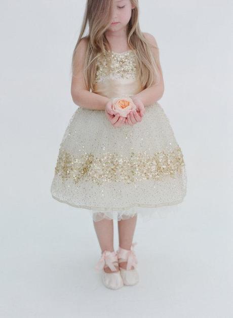 Gold Sequin Flower Girl Dress